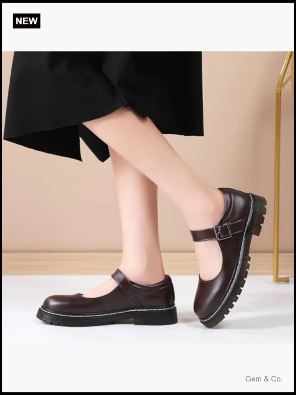 Chunky Platform Mary Jane Shoes with Buckle Strap Non-Slip Comfort Casual